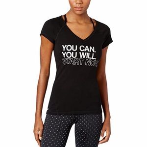 Ideology Black with Mesh Motivational Workout Tee